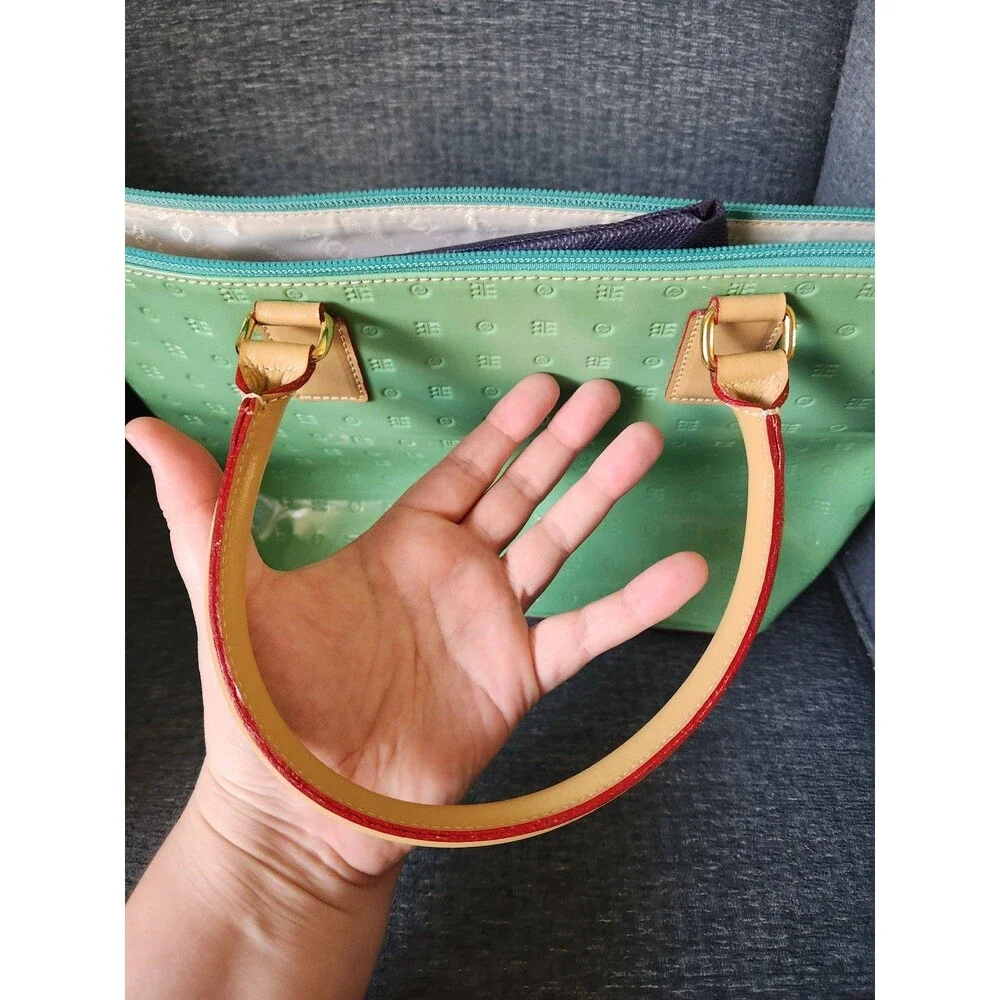 Arcadia Patent Leather Satchel Handbag in Jade Green